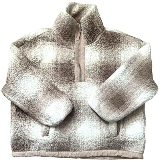 Abercrombie & Fitch Women’s Cinch Cocoon Fleece Sherpa Pullover Cream Tan XL - Picture 1 of 7